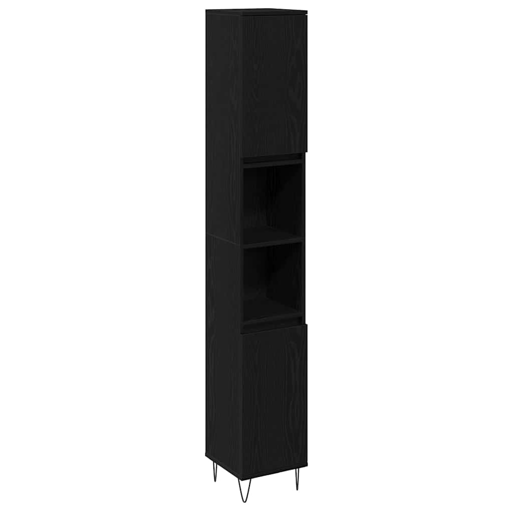 vidaXL Bathroom Furniture Set 3 pcs Black Oak 30 x 30 x 190 cm