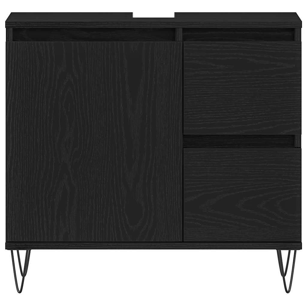 vidaXL Bathroom Furniture Set 3 pcs Black Oak 30 x 30 x 190 cm