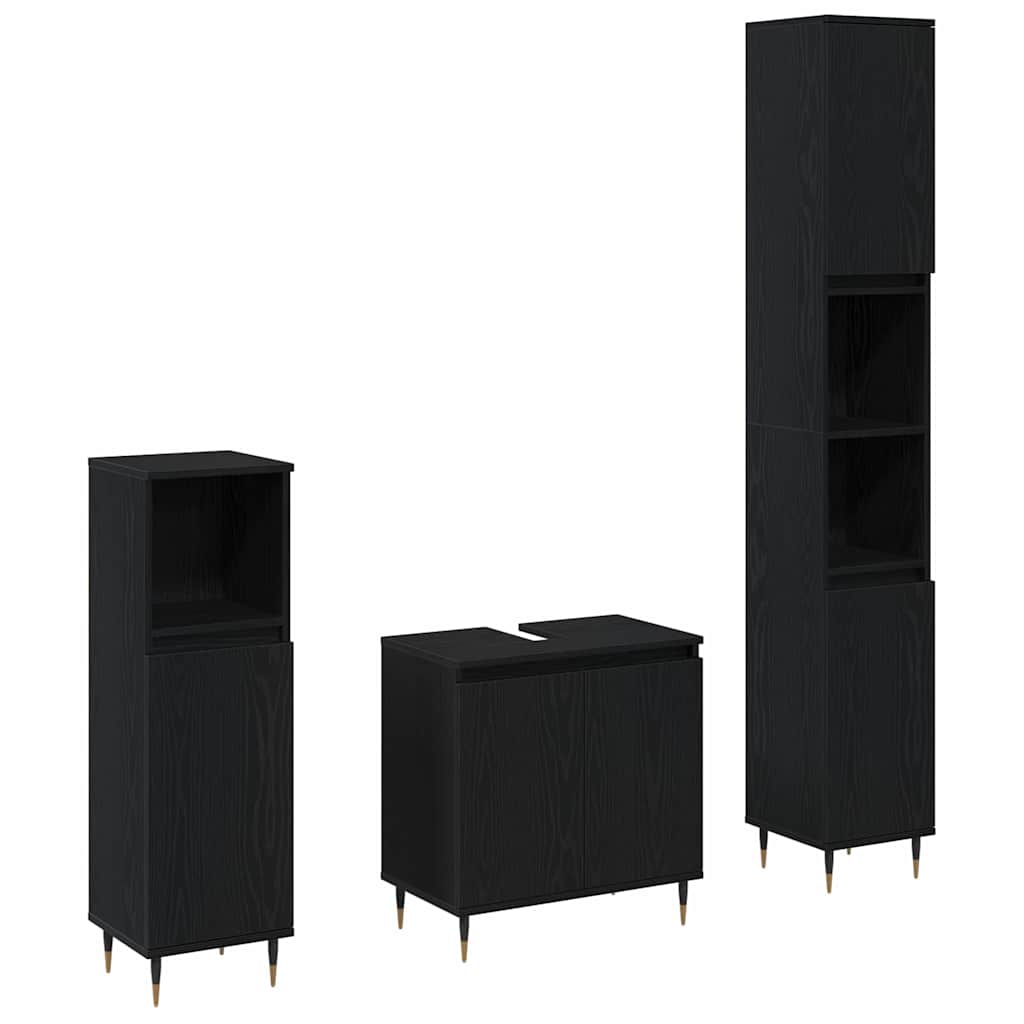 vidaXL Bathroom Furniture Set 3 pcs Black Oak 30 x 30 x 190 cm