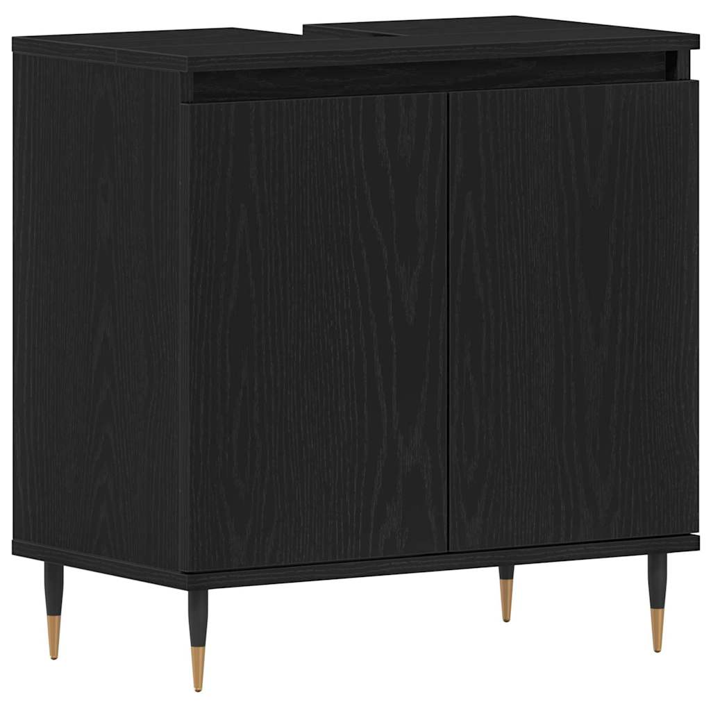 vidaXL Bathroom Furniture Set 3 pcs Black Oak 30 x 30 x 190 cm