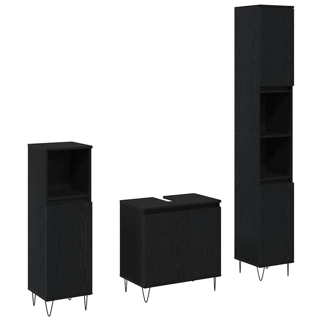 vidaXL Bathroom Furniture Set 3 pcs Black Oak 30 x 30 x 190 cm