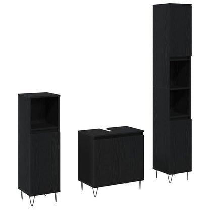 vidaXL Bathroom Furniture Set 3 pcs Black Oak 30 x 30 x 190 cm