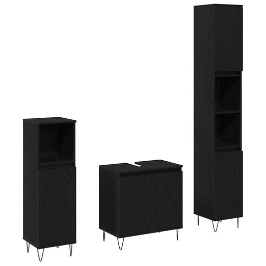 vidaXL Bathroom Furniture Set 3 pcs Black Oak 30 x 30 x 190 cm