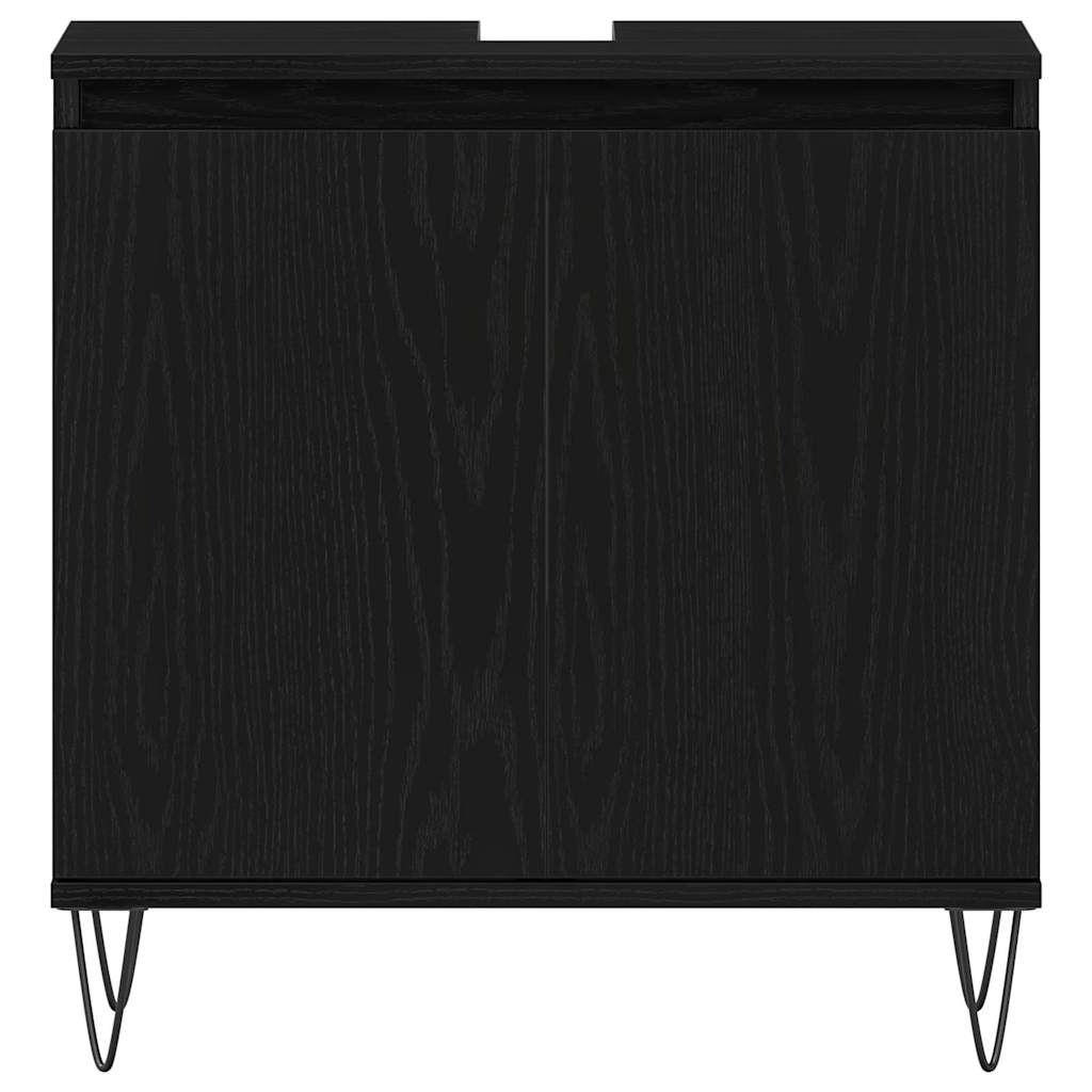 vidaXL Bathroom Furniture Set 3 pcs Black Oak 30 x 30 x 190 cm