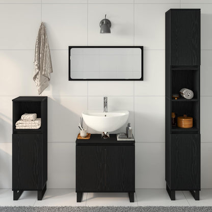 vidaXL Bathroom Furniture Set 3 pcs Black Oak