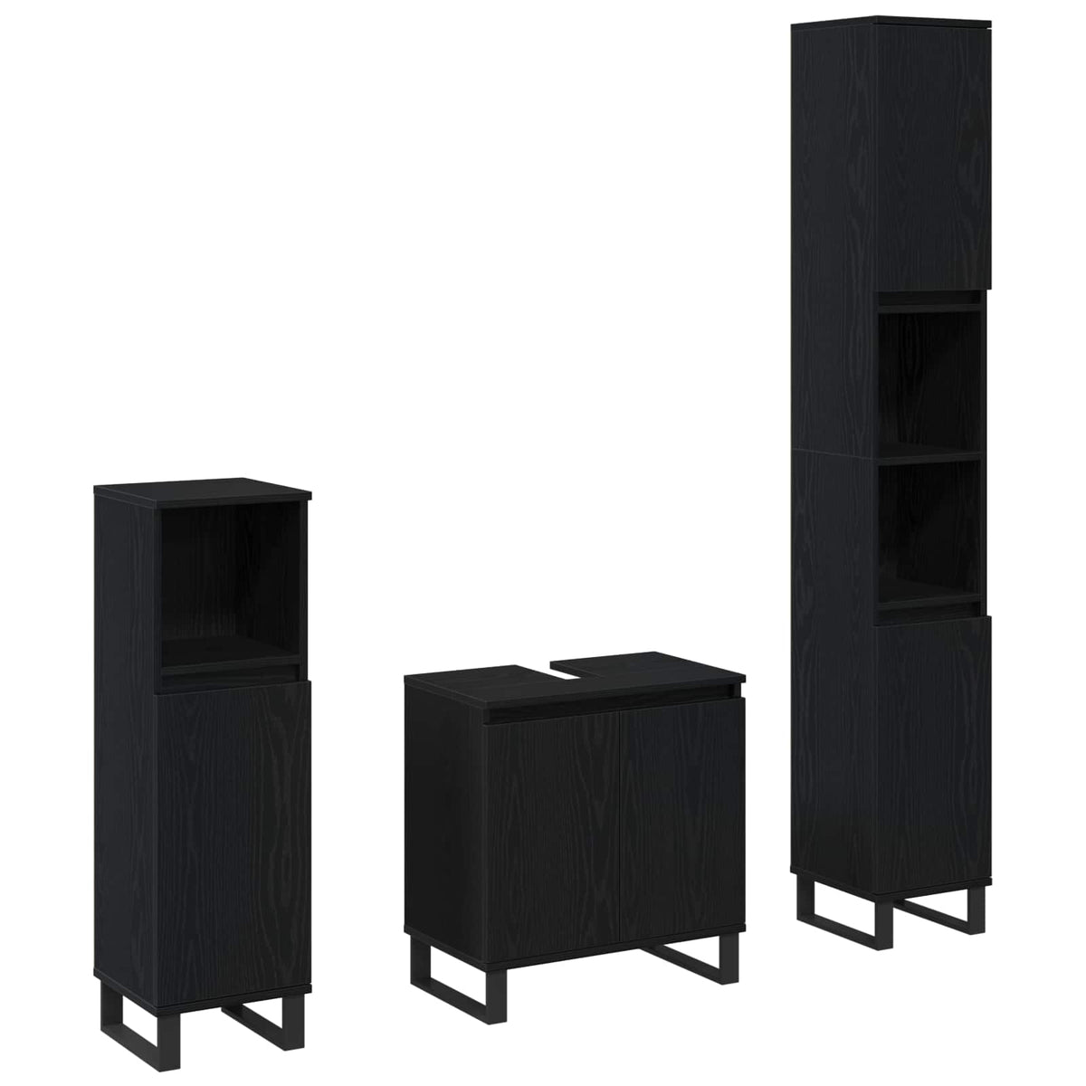 vidaXL Bathroom Furniture Set 3 pcs Black Oak