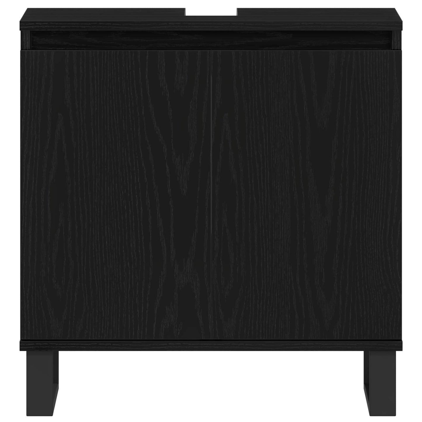 vidaXL Bathroom Furniture Set Wall-mounted with Door 3 pcs Black Oak