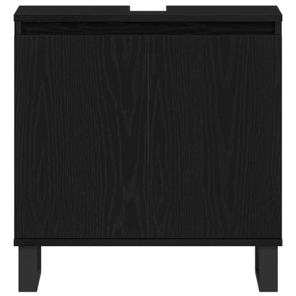 vidaXL Bathroom Furniture Set Wall-mounted with Door 3 pcs Black Oak