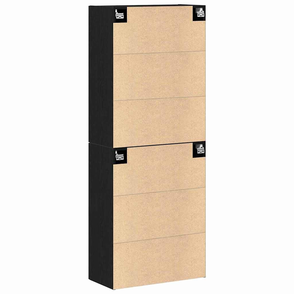 vidaXL Wall-Mounted Cabinet 2 pcs Black Oak 69.5 x 34 x 90 cm
