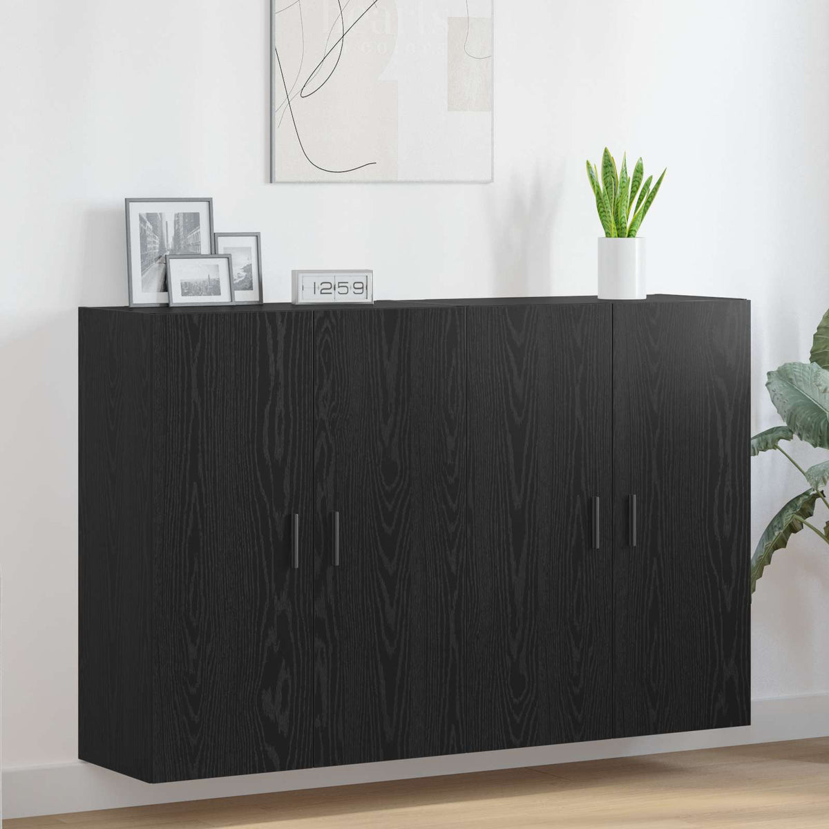 vidaXL Wall-Mounted Cabinet 2 pcs Black Oak 69.5 x 34 x 90 cm