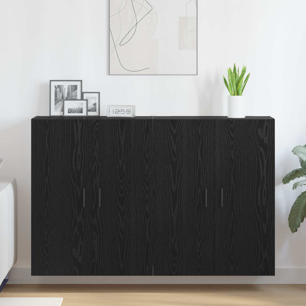 vidaXL Wall-Mounted Cabinet 2 pcs Black Oak 69.5 x 34 x 90 cm