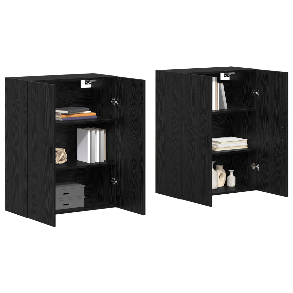 vidaXL Wall-Mounted Cabinet 2 pcs Black Oak 69.5 x 34 x 90 cm