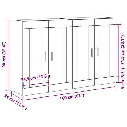 vidaXL Wall-mounted Cabinet 2 pcs Artisan Oak 69.5 x 34 x 90 cm
