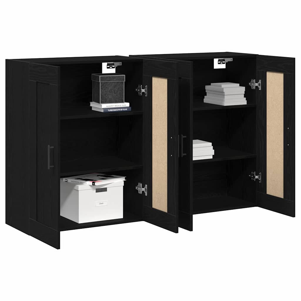 vidaXL Wall-mounted Cabinet 2 pcs Black Oak 69.5 x 34 x 90 cm