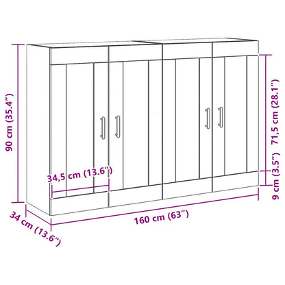 vidaXL Wall-mounted Cabinet 2 pcs Black Oak 69.5 x 34 x 90 cm