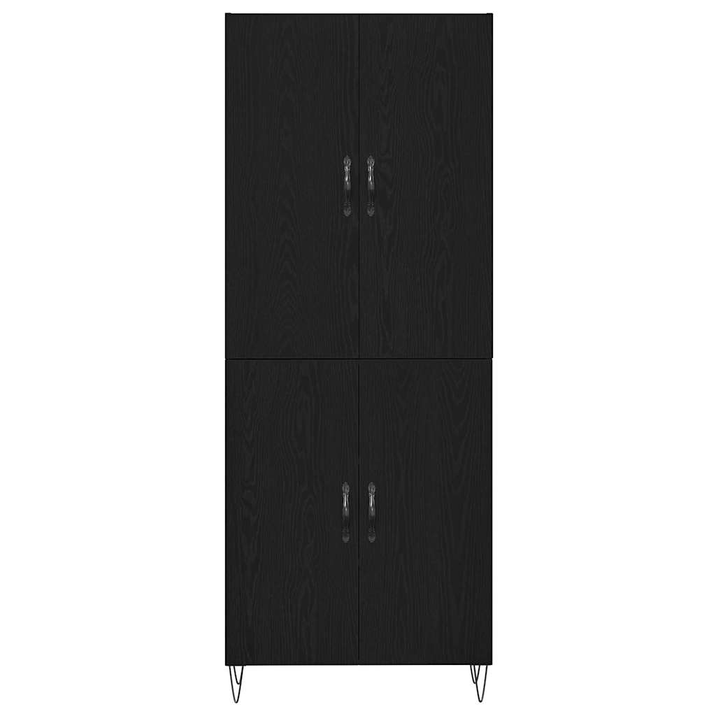vidaXL Highboard 2 pcs Black Oak Engineered Wood and Glass