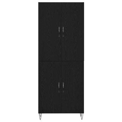 vidaXL Highboard 2 pcs Black Oak Engineered Wood and Glass