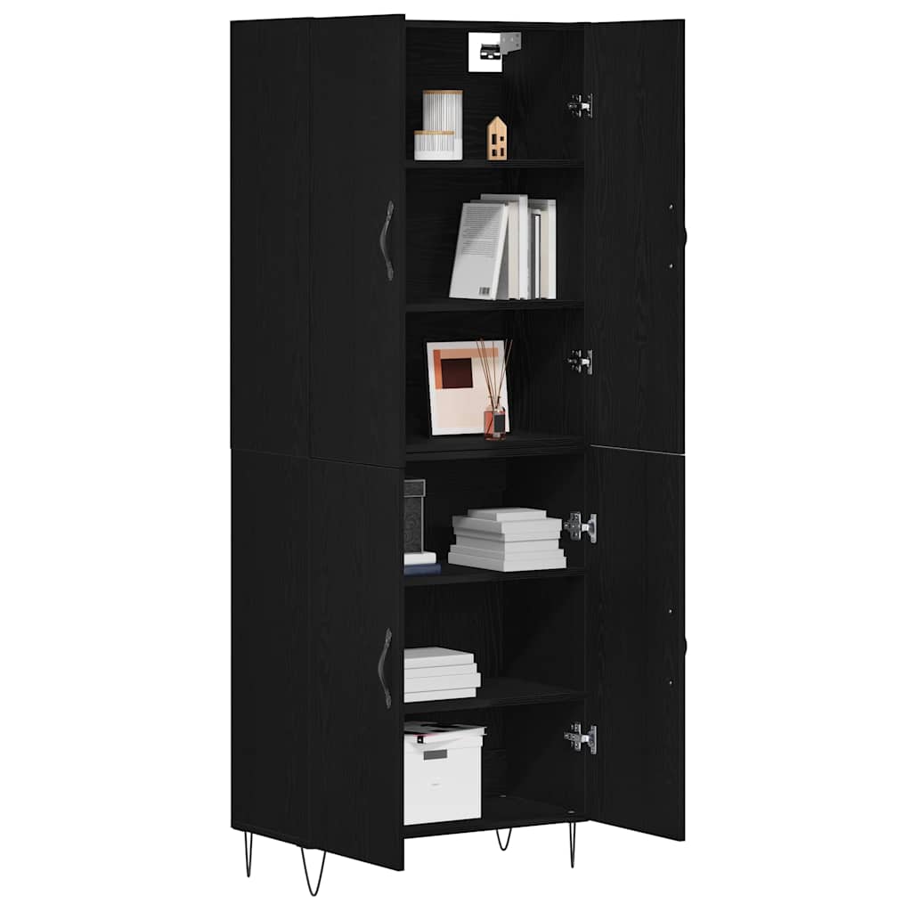 vidaXL Highboard 2 pcs Black Oak Engineered Wood and Glass