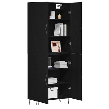 vidaXL Highboard 2 pcs Black Oak Engineered Wood and Glass