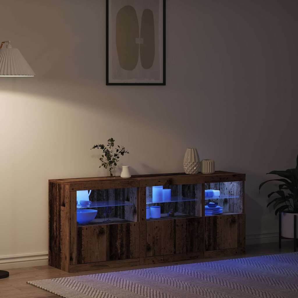vidaXL LED Sideboard Old Wood 162 x 37 x 67 cm Engineered Wood
