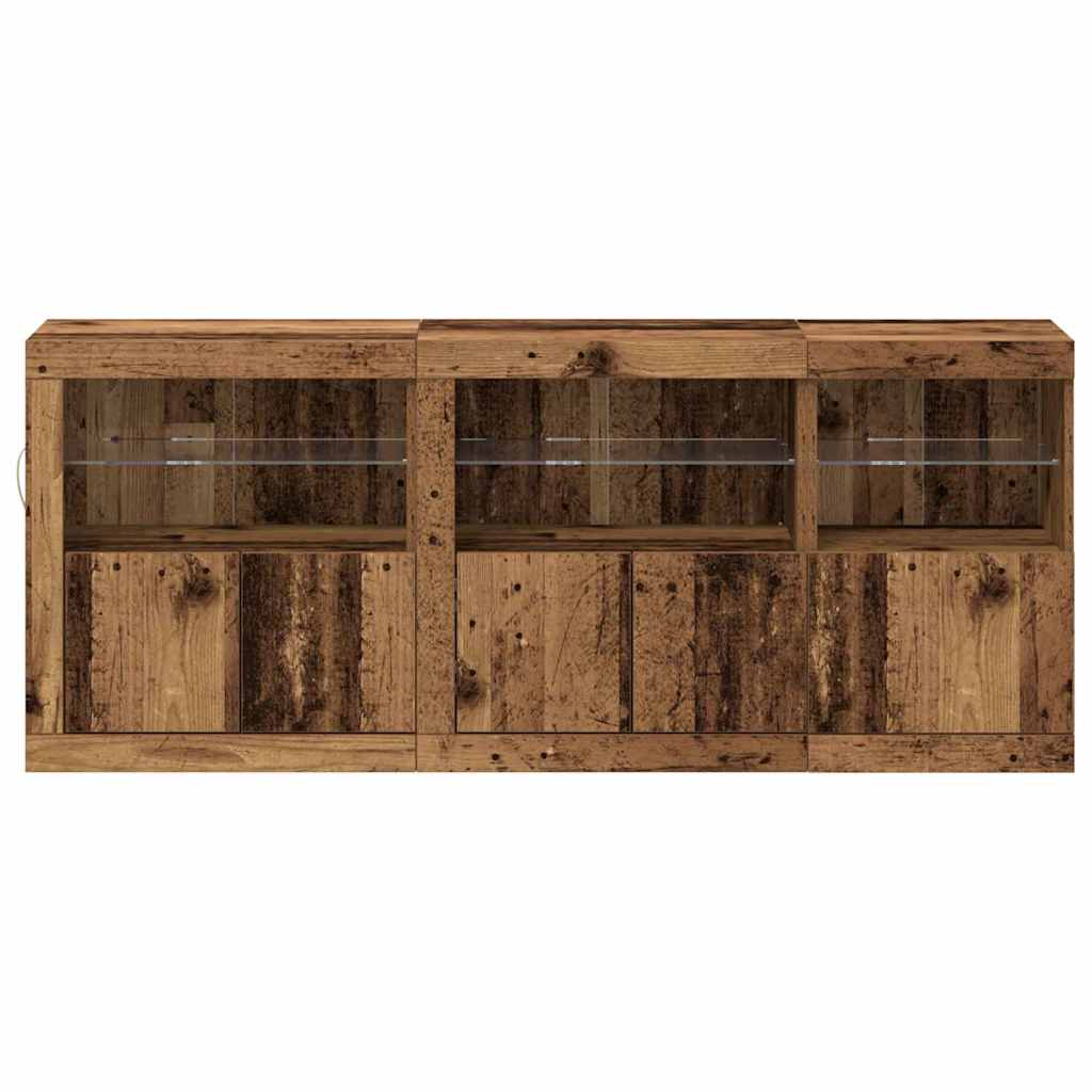 vidaXL LED Sideboard Old Wood 162 x 37 x 67 cm Engineered Wood