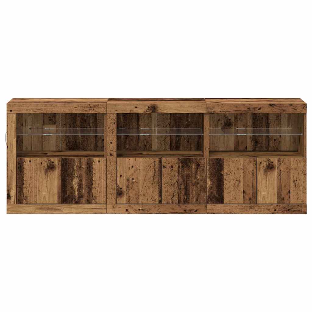 vidaXL LED Sideboard Old Wood 181 x 37 x 67 cm Engineered Wood