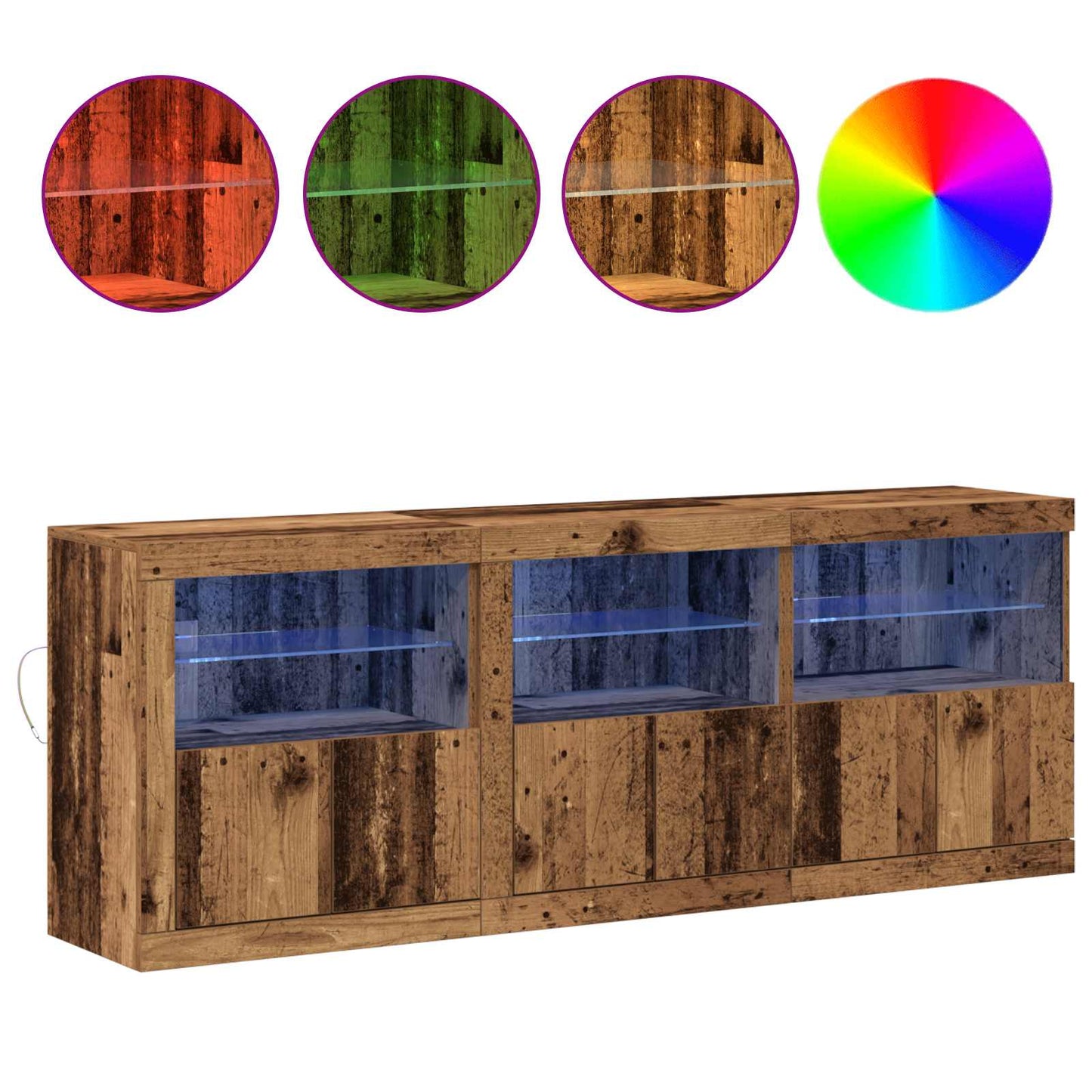 vidaXL LED Sideboard Old Wood 181 x 37 x 67 cm Engineered Wood