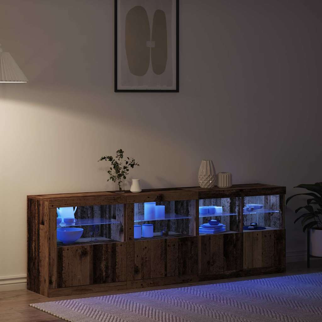 vidaXL LED Sideboard Old Wood 202 x 37 x 67 cm Engineered Wood
