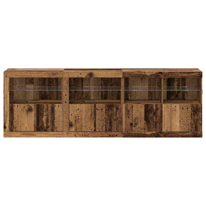 vidaXL LED Sideboard Old Wood 202 x 37 x 67 cm Engineered Wood
