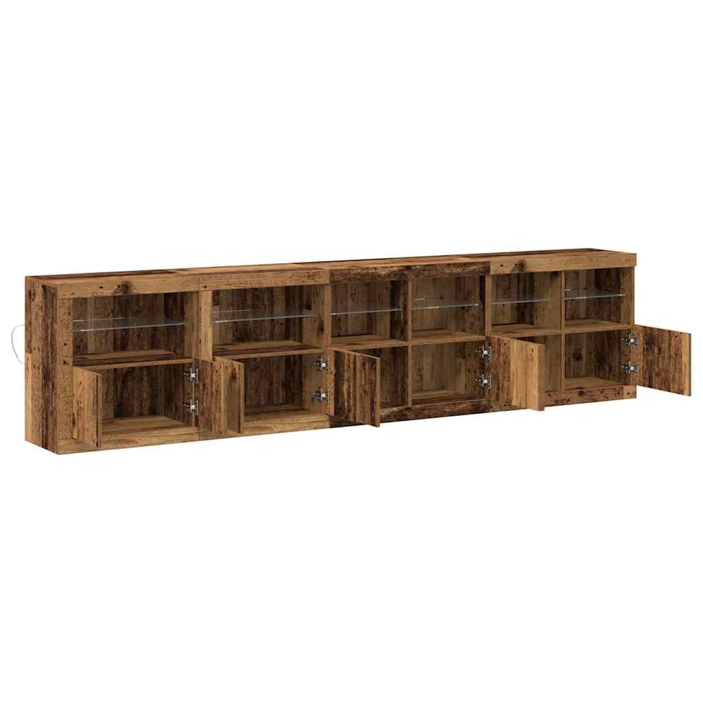 vidaXL LED Sideboard Old Wood 283 x 37 x 67 cm Engineered Wood