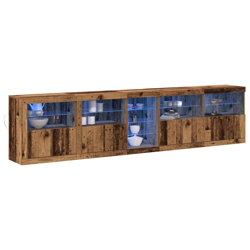 vidaXL LED Sideboard Old Wood 283 x 37 x 67 cm Engineered Wood