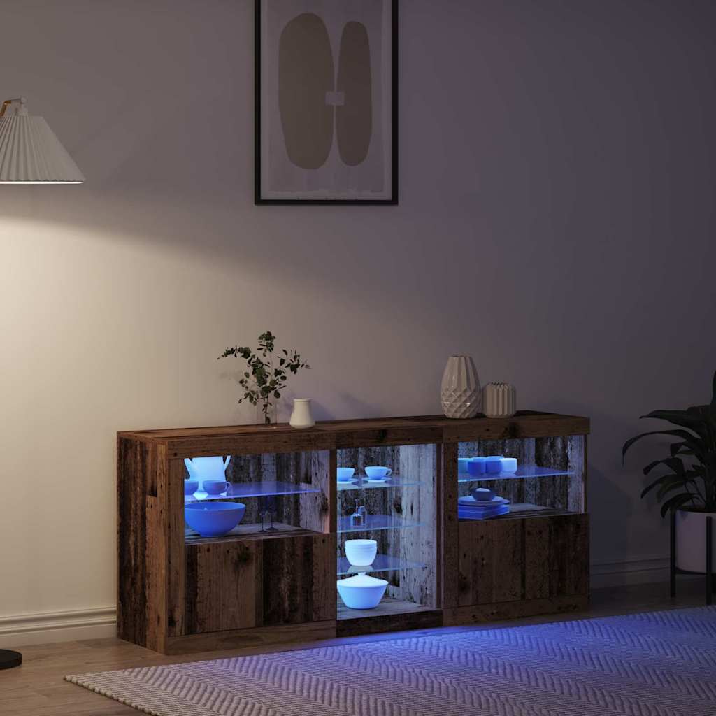 vidaXL LED Sideboard Old Wood 162 x 37 x 67 cm Engineered Wood