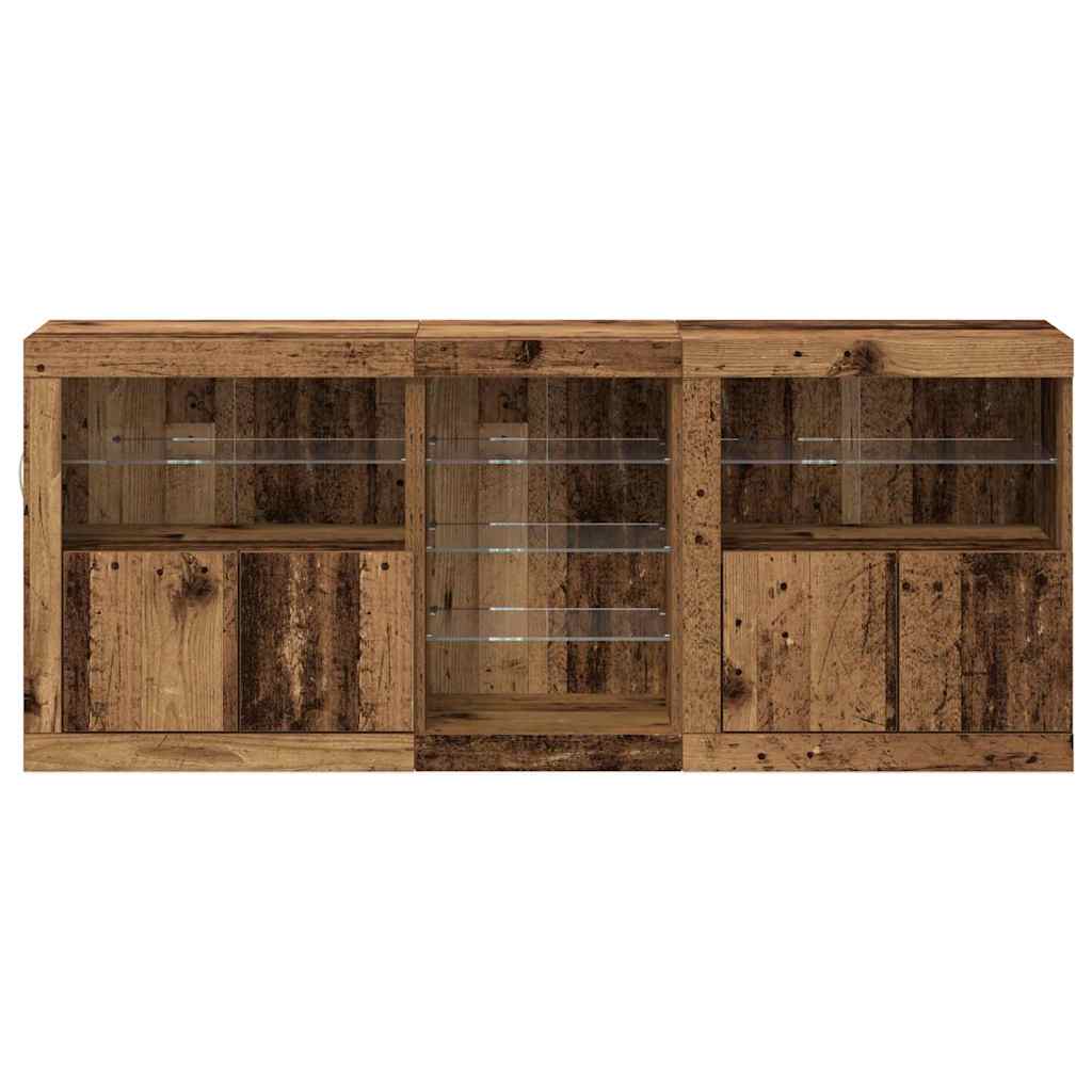 vidaXL LED Sideboard Old Wood 162 x 37 x 67 cm Engineered Wood