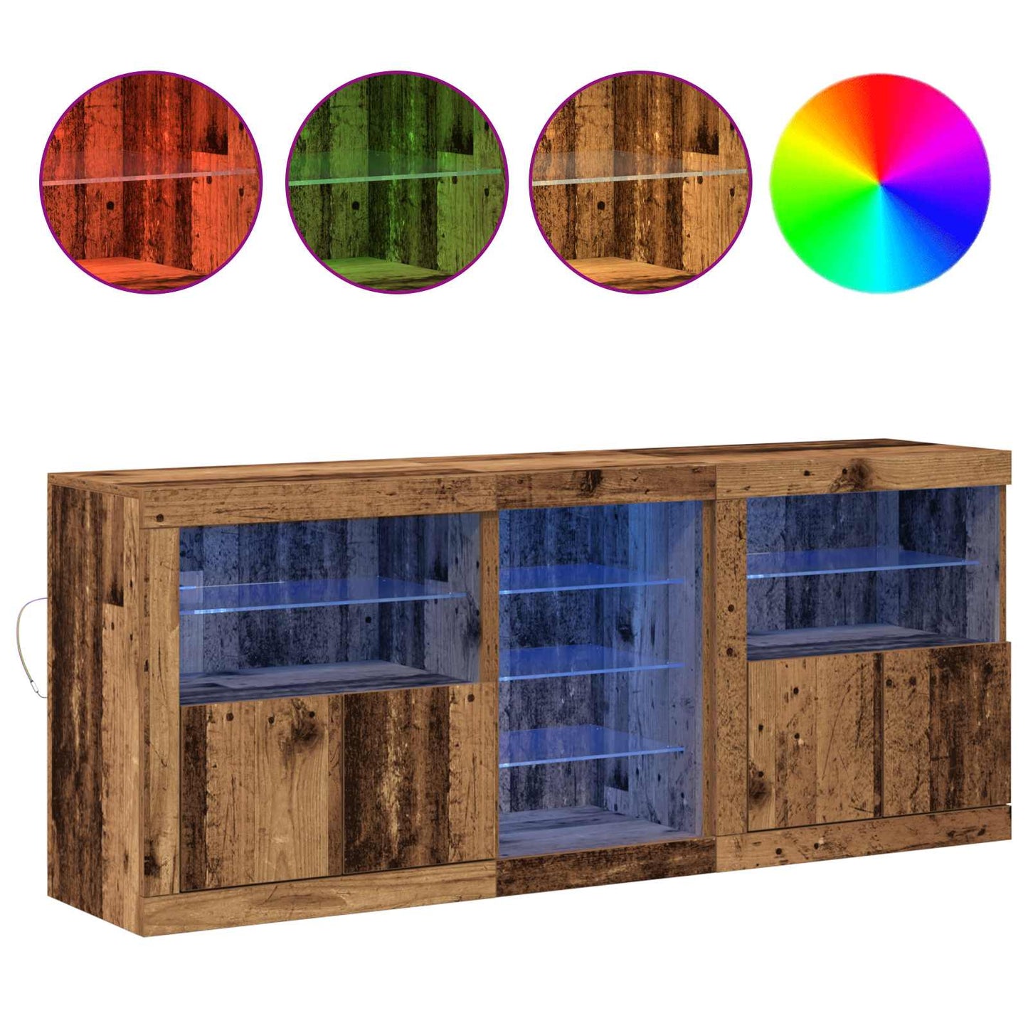 vidaXL LED Sideboard Old Wood 162 x 37 x 67 cm Engineered Wood