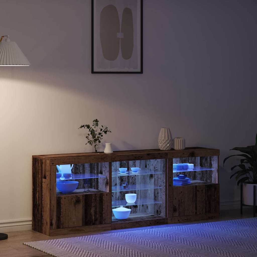 vidaXL LED Sideboard Old Wood 181.5 x 37 x 67 cm Engineered Wood