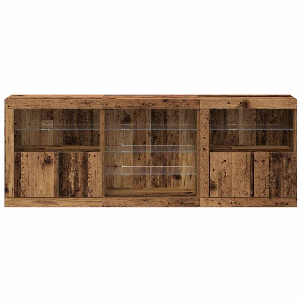 vidaXL LED Sideboard Old Wood 181.5 x 37 x 67 cm Engineered Wood