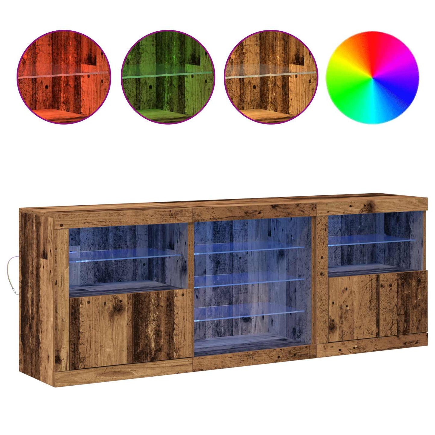 vidaXL LED Sideboard Old Wood 181.5 x 37 x 67 cm Engineered Wood