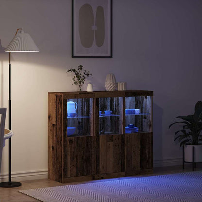 vidaXL LED Sideboard 3 pcs Old Wood 123 x 37 x 100 cm Engineered Wood