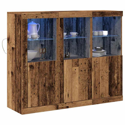 vidaXL LED Sideboard 3 pcs Old Wood 123 x 37 x 100 cm Engineered Wood