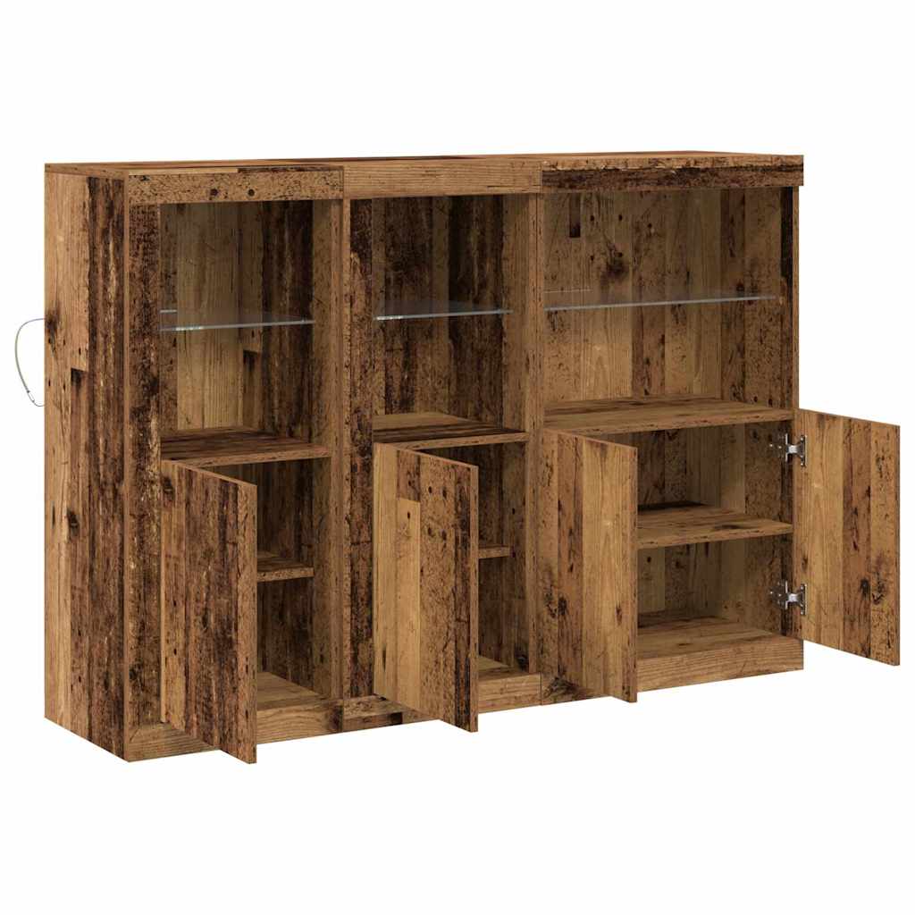 vidaXL LED Sideboard Old Wood 142.5 x 37 x 100 cm Engineered Wood