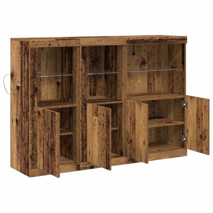 vidaXL LED Sideboard Old Wood 142.5 x 37 x 100 cm Engineered Wood