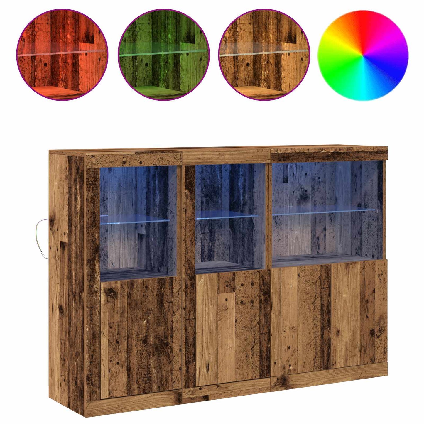 vidaXL LED Sideboard Old Wood 142.5 x 37 x 100 cm Engineered Wood