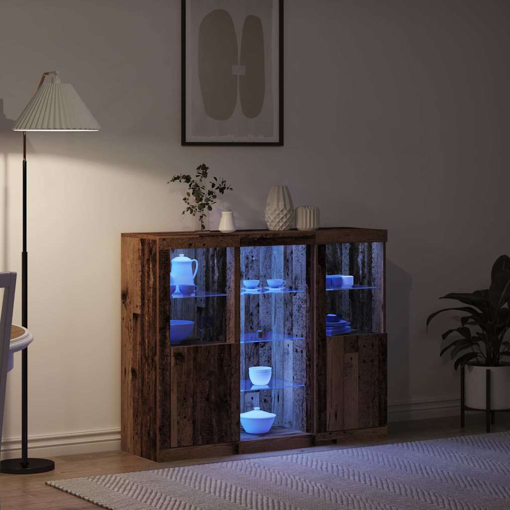 vidaXL LED Sideboard Old Wood 123 x 37 x 100 cm Engineered Wood