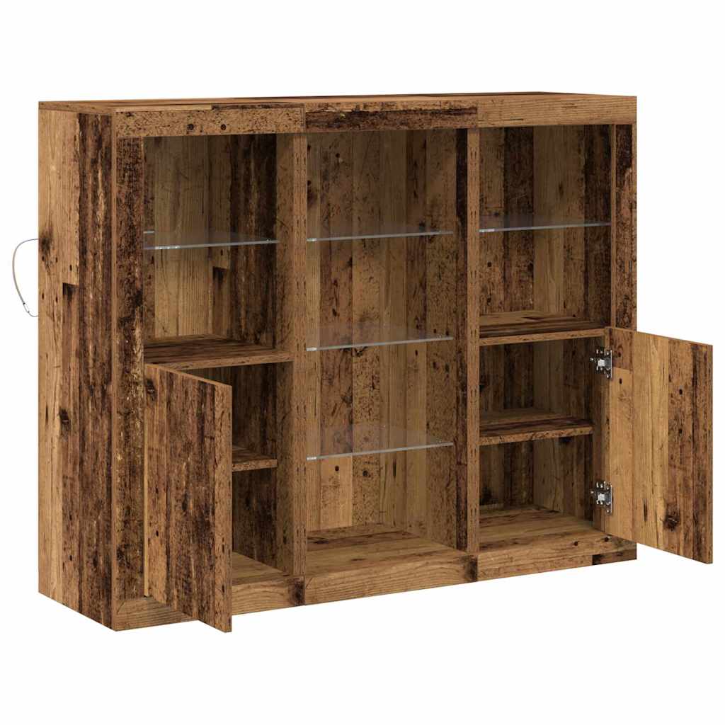 vidaXL LED Sideboard Old Wood 123 x 37 x 100 cm Engineered Wood