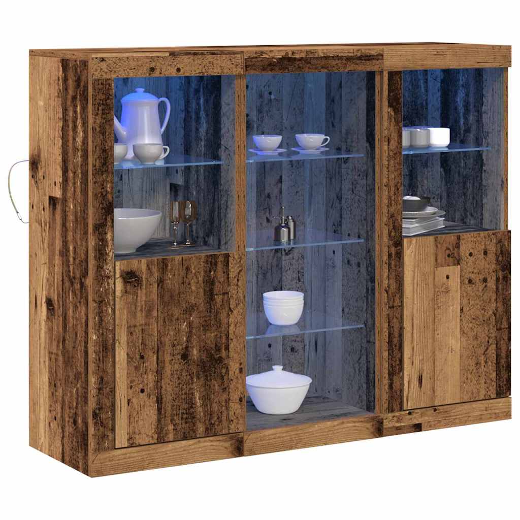 vidaXL LED Sideboard Old Wood 123 x 37 x 100 cm Engineered Wood