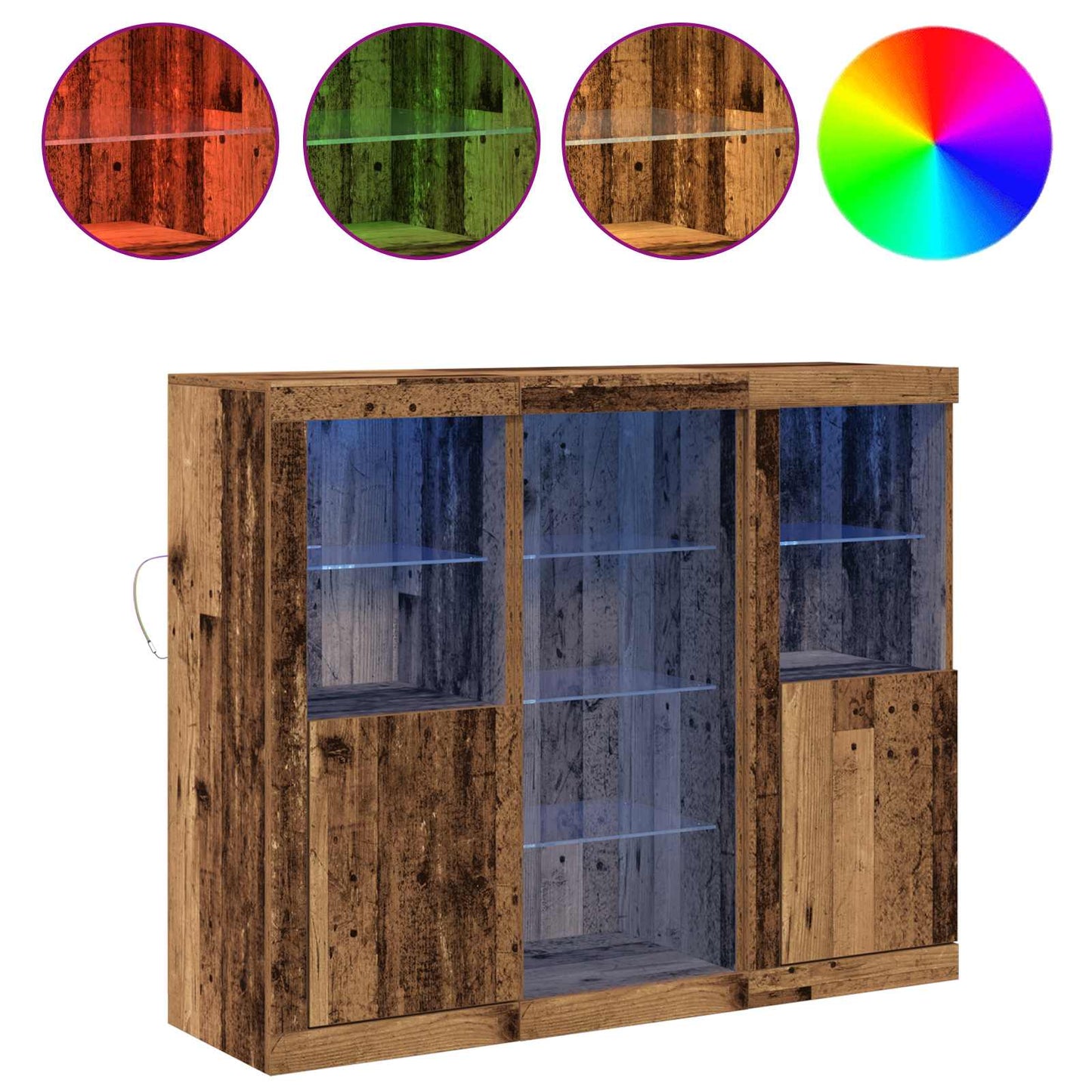 vidaXL LED Sideboard Old Wood 123 x 37 x 100 cm Engineered Wood
