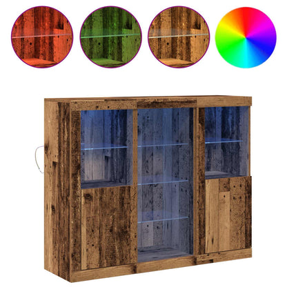 vidaXL LED Sideboard Old Wood 123 x 37 x 100 cm Engineered Wood