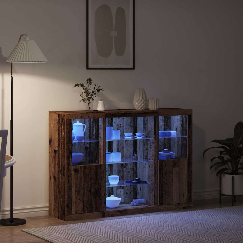 vidaXL LED Sideboard Old Wood 142.5 x 37 x 100 cm Engineered Wood