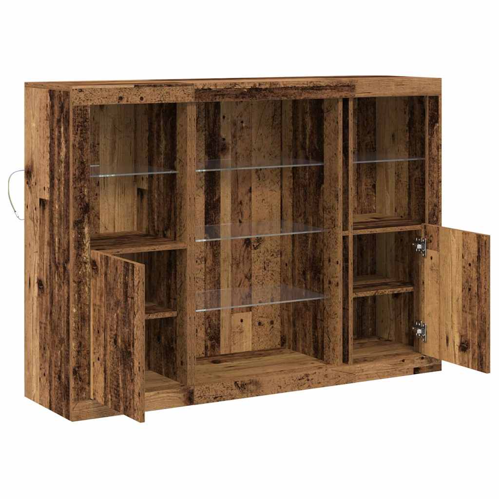 vidaXL LED Sideboard Old Wood 142.5 x 37 x 100 cm Engineered Wood