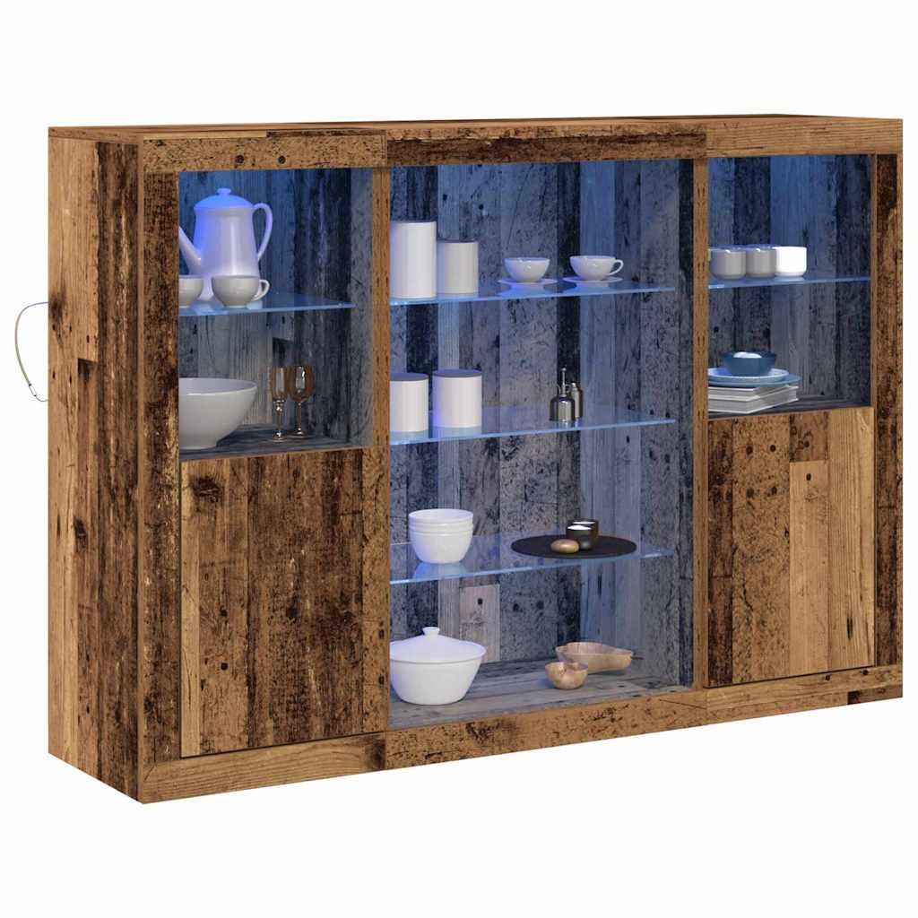 vidaXL LED Sideboard Old Wood 142.5 x 37 x 100 cm Engineered Wood